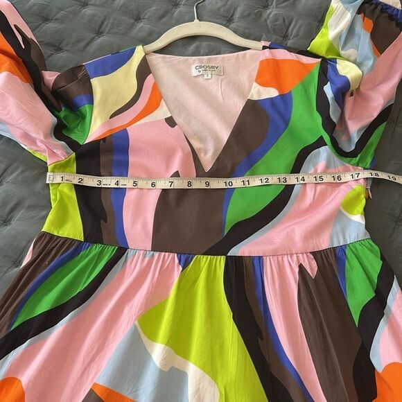 Crosby by Mollie Burch V Neck Colorful Tiered Midi Dress Size Small - Picture 6 of 8